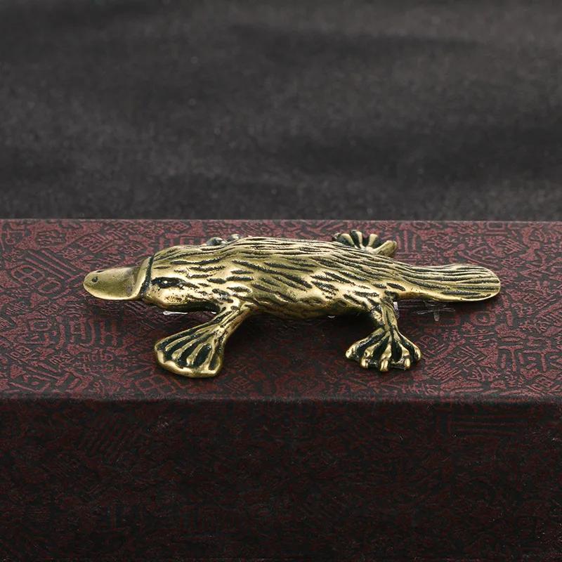 Retro Copper Cute Platypus Figurines Miniatures Home Decoration Ornaments Antique Pure Brass Small Animal Statue Decor Crafts