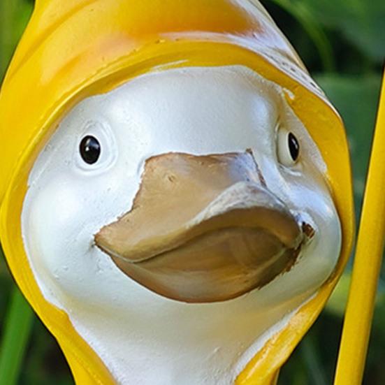 Holding Umbrella Duck Statue Outdoor Garden Yard Yellow Umbrella Duck Figurine Resin Animal Sculpture