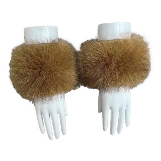 1 Pair Faux Fur Wrist Cuffs Women Furry Arm Warmers Fluffy Warm Furry Bands for Winter Spring Autumn Outfits Skiing Parties