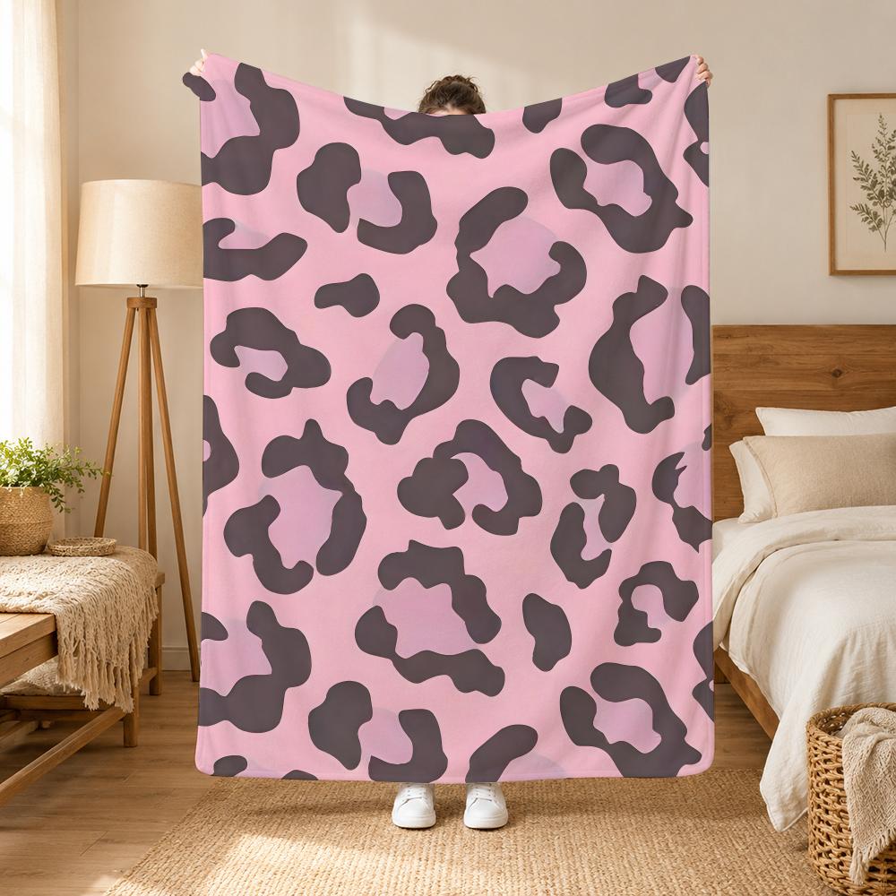 Leopard Print Animal Print Pattern Throw 240g flannel blanket, suitable for sofas, beds, offices, exquisite gift blankets
