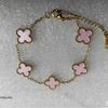 Korean Style Four-Leaf Clover Bracelet: Stainless Steel, Mother-of-Pearl, Solid Color, Five-Petal Design, Versatile Student Ins Style.