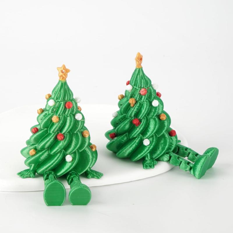 3D Printed Mini Desktop Christmas Tree Movable Stand Christmas Holiday Decor Compact Desktop Ornament Office & Home Holiday Atmo