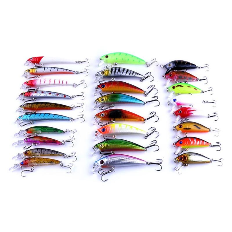 HENGJIA Minnow Fishing Lure Set 30pcs Assorted Sizes Soft Bait Bass Pike Walleye Freshwater Saltwater