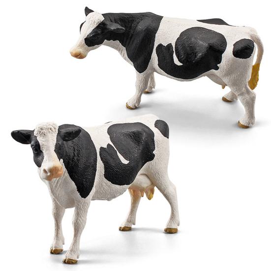 Animal Model Solid Meticulous Workmanship Plastic Simmental Cow Animal Model for Desktop Decoration