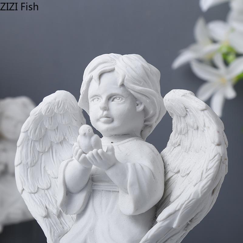 Holy Angels Statue Desk Decoration Creative Angels Ornaments Transparent Base Handicrafts Resin Sculpture Room Aesthetics Decor
