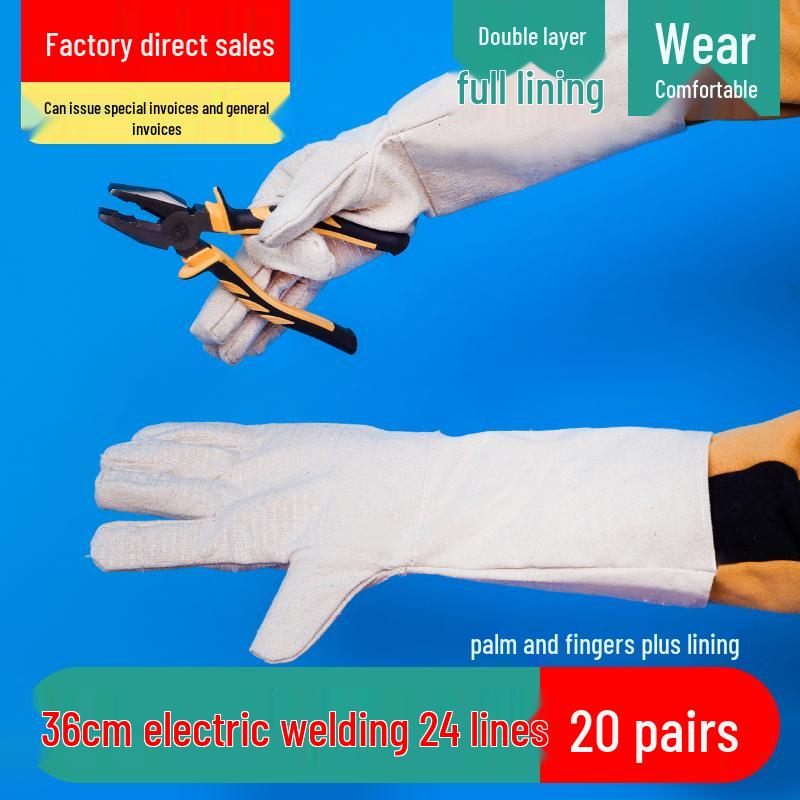 Heavy-Duty Anti-Slip Canvas Work Gloves – Durable, Double-Layer Protection for Construction and Welding