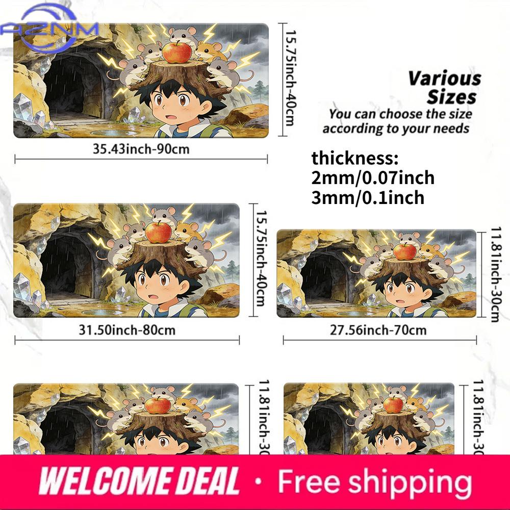 Ash Ketchum Pikachu Family TCG Playmat NonSlip Washable Desk Mat 30x80x0.2cm