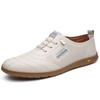 New round head men's casual shoes business trendy men's single shoes little white shoes leather shoes hollow hole shoes leather sandals