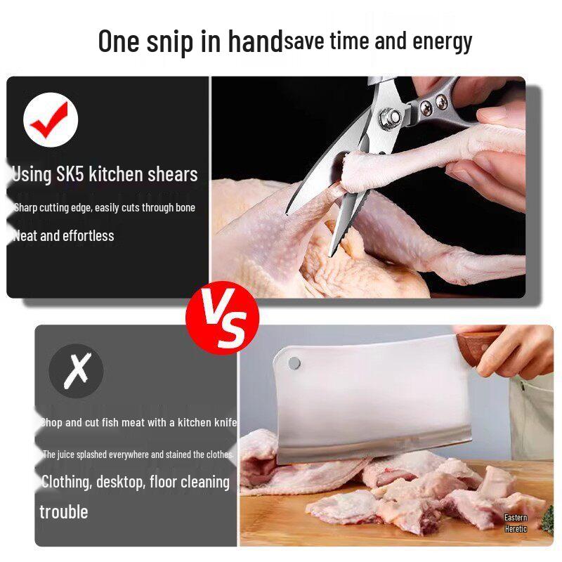 Japanese 304 Stainless Steel Kitchen Shears for Poultry and Fish