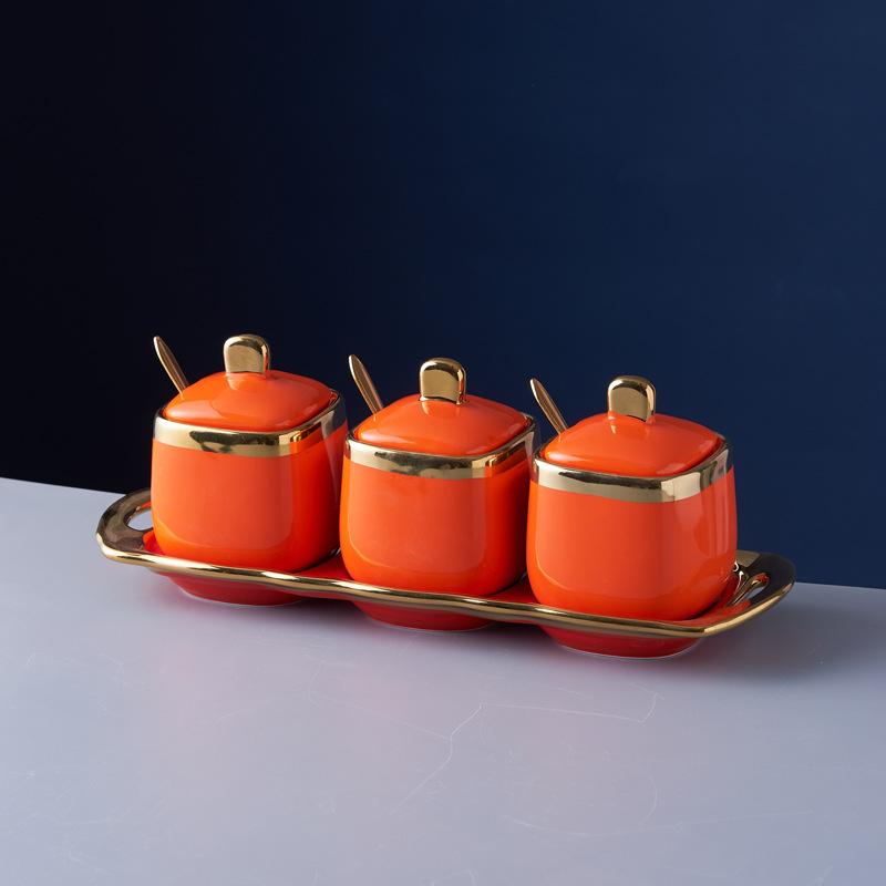 

Легкая роскошная керамическая банка для приправ, коробка для приправ, кухонные принадлежности, банка для приправ, солонка, банка для приправ