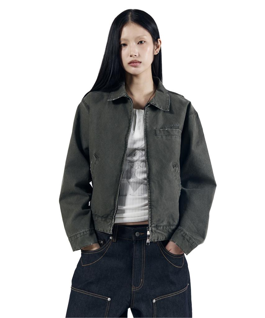 Aakam Walt Damaged Cotton Jacket (Khaki)
