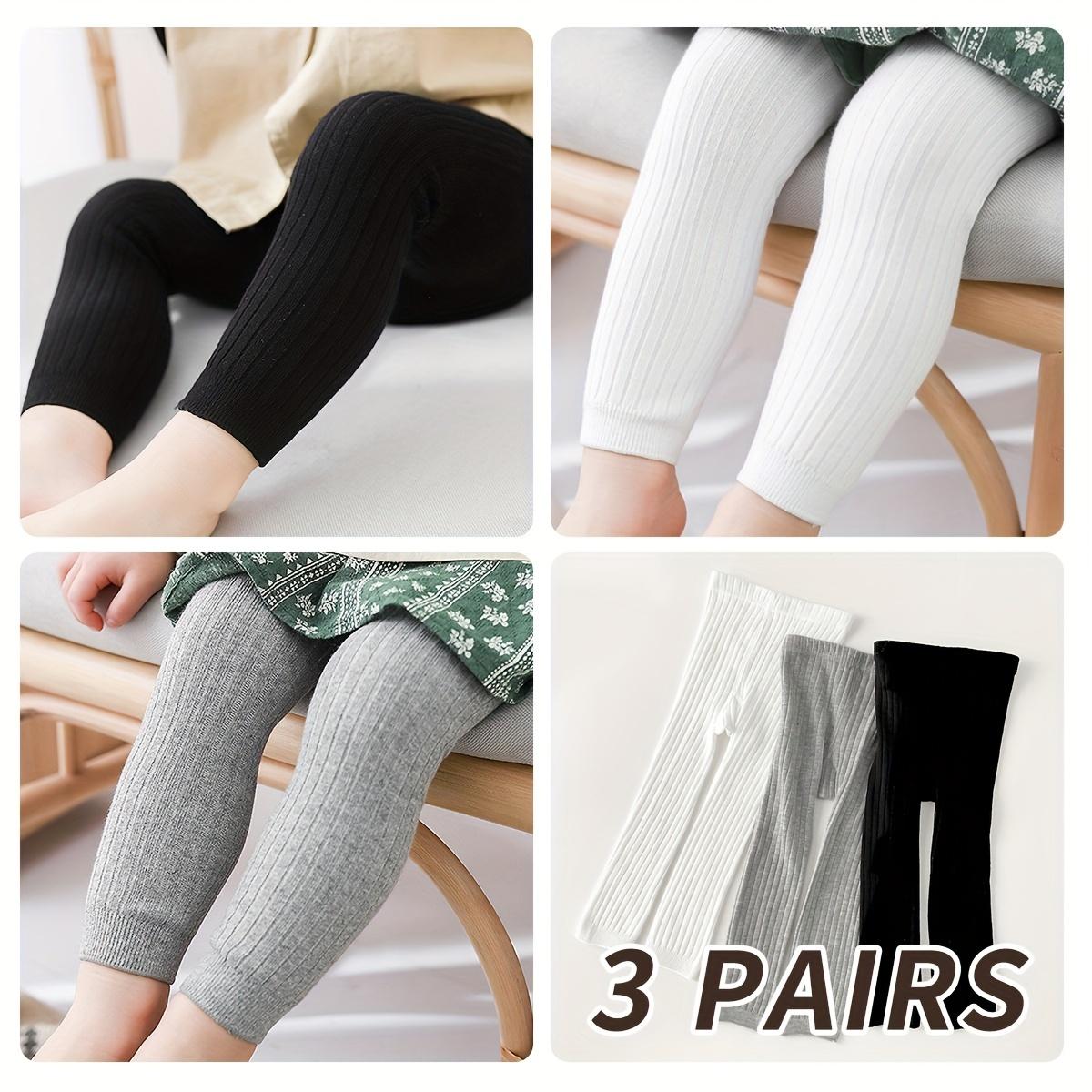 

3 пары детских леггинсов, колготки для девочек, эластичные брюки для малышей, смесь полиэстера, только ручная стирка, трикотажное полотно, сезонные круглогодичные, однотонные XL(4-6Y)55cm