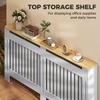 Slatted Radiator Cover Painted Cabinet With Line Grill Design 172L * 19W * 81H Cm Grey