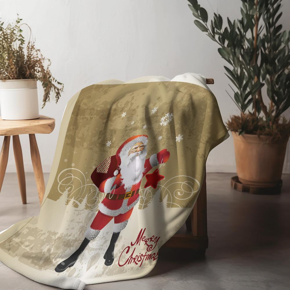 

Festive Santa Claus Throw Blanket Cozy Christmas Decor Holiday Gift Home Decor Reversible Plush Warm Cozy Throw Blanket Christma 75x90cm