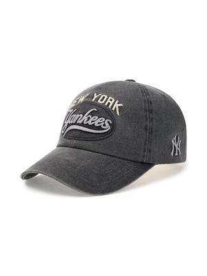 Emelbi Varsity Vintage Cursive Stitch Unstructured Ball Cap Ny (Charcoal Grey)