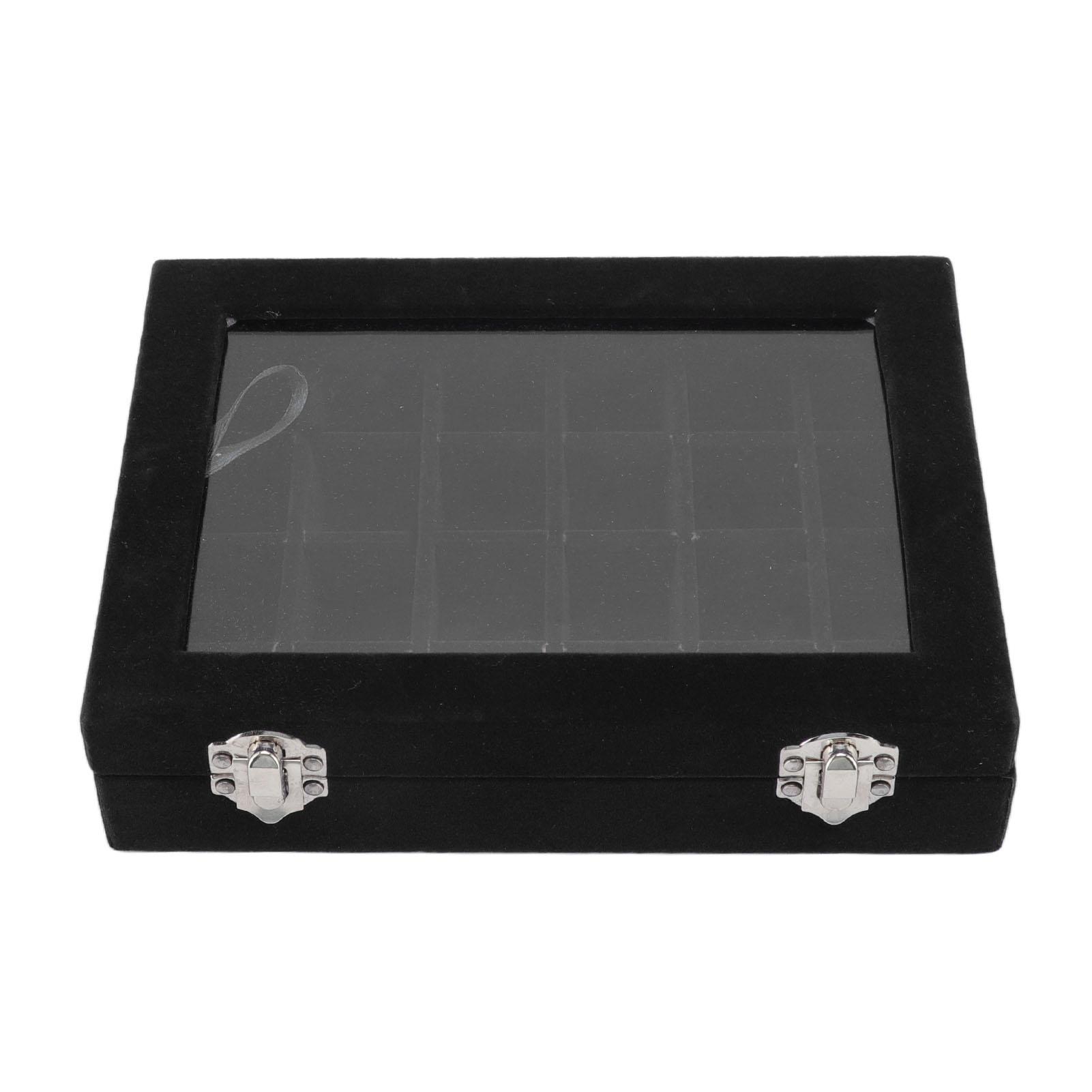 

24 Grid Earring Storage Box Fashion Jewelry Display Tray with Transparent Lid for Stud Earrings Rings Black