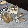 Gentle Small Fragrant Wind Shallow Mouth Mary Jane Shoes Summer Word with Sandals 2025 New Pleated Flat-bottomed Work Shoes