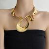 Exaggerated Irregular Smooth Metal Ribbon Wide Collar For Women Simple Gothic Choker Fashion Women's Jewelry Accessory