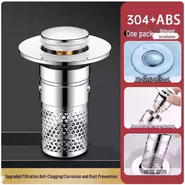 

Stainless Steel Pop-up Drain Stopper with Anti-odor Mesh Filter