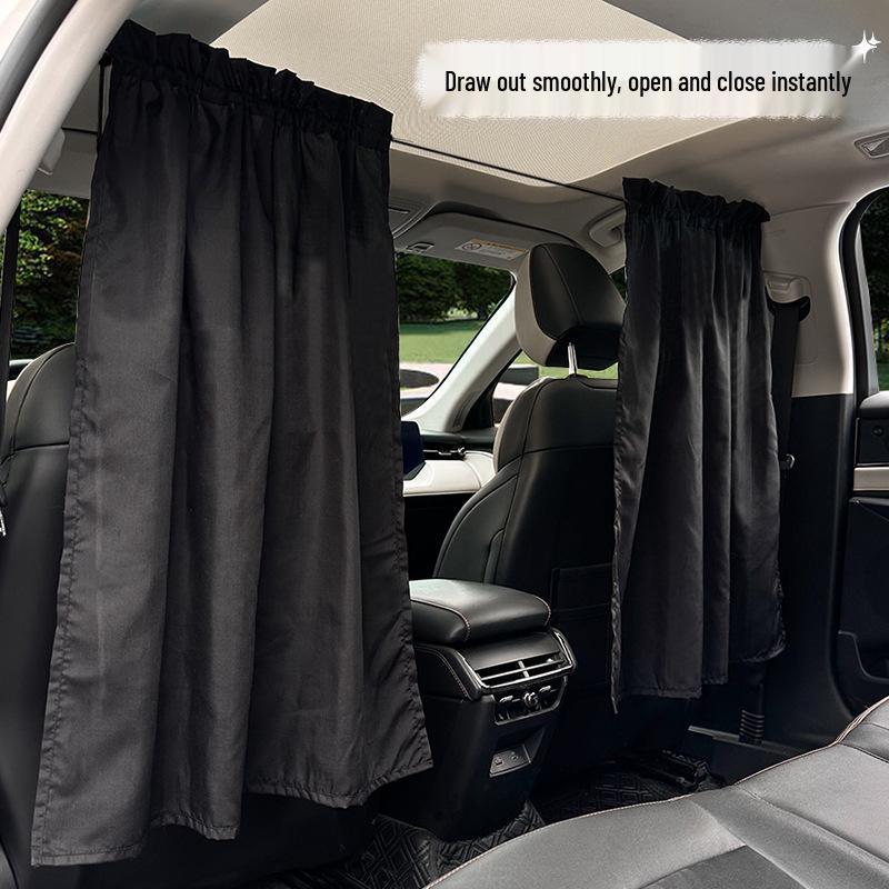 Retractable Front & Rear Car Sunshade Privacy Curtain