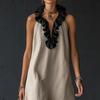 Women's Summer Halter Maxi Dress Ruffle Trim Sleeveless Flowy Long Dress Casual Beach Vacation Sundress