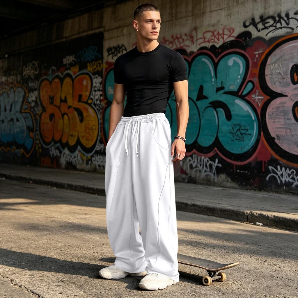 Casual Sportieve Joggingbroek voor Heren met Zakken en Elastische Tailleband, Volledige Lengte Broek voor Dagelijks Gebruik