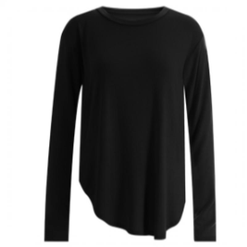 Shop   Women Yoga Long Sleeve T shirT Round sliT Hip Cover Rnf Wsh 11860 Pink