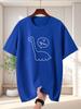 Unisex T Shirt Line Dinosaur Korean Text Graphic Tee Cute Cartoon Print Short Sleeve O Neck Loose Casual Tops Summer Streetwear