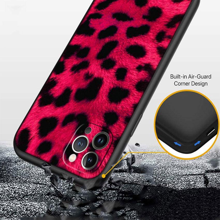 PP51 Pink Leopard Soft Shell Phone Case for iPhone SE X XS XR 11 16E 17 Pro Max Air 8 7 6 6s Plus
