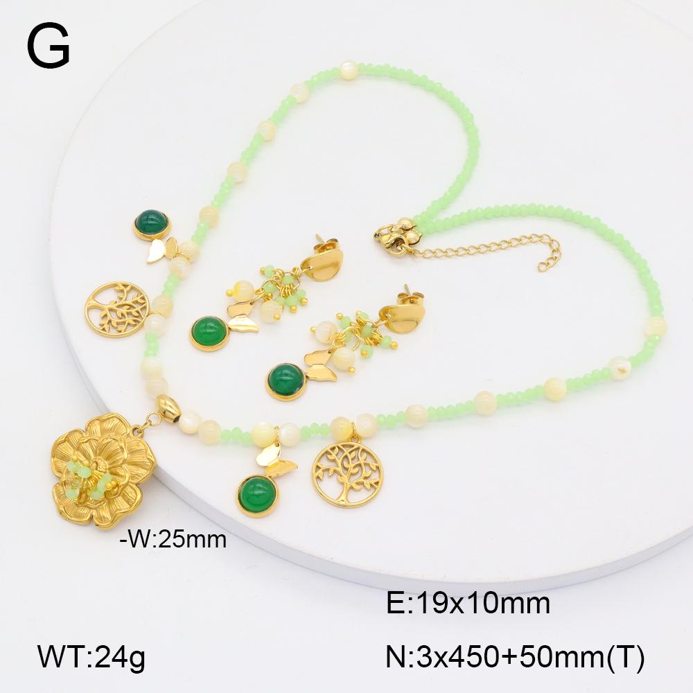 Stainless Steel Gold Flower Set Women 4pcs Necklace Earrings Bracelet Ring Cubic Zirconia Luxury Wedding Party Anniversary Gift