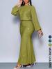 New Style Rhinestone Long Sleeve Fishtail Ruffles Pleated Dress