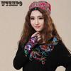 WTEMPO Women Casual Mexican Style Ethnic Vintage Embroidery Flower Black Blue Pink Red Printed Hats