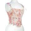 Tie Up Corset TankTop for Women Slimming Body Shaper LaceUp Tied Waist Trainer Girdle Teens Girl French Style Bustier