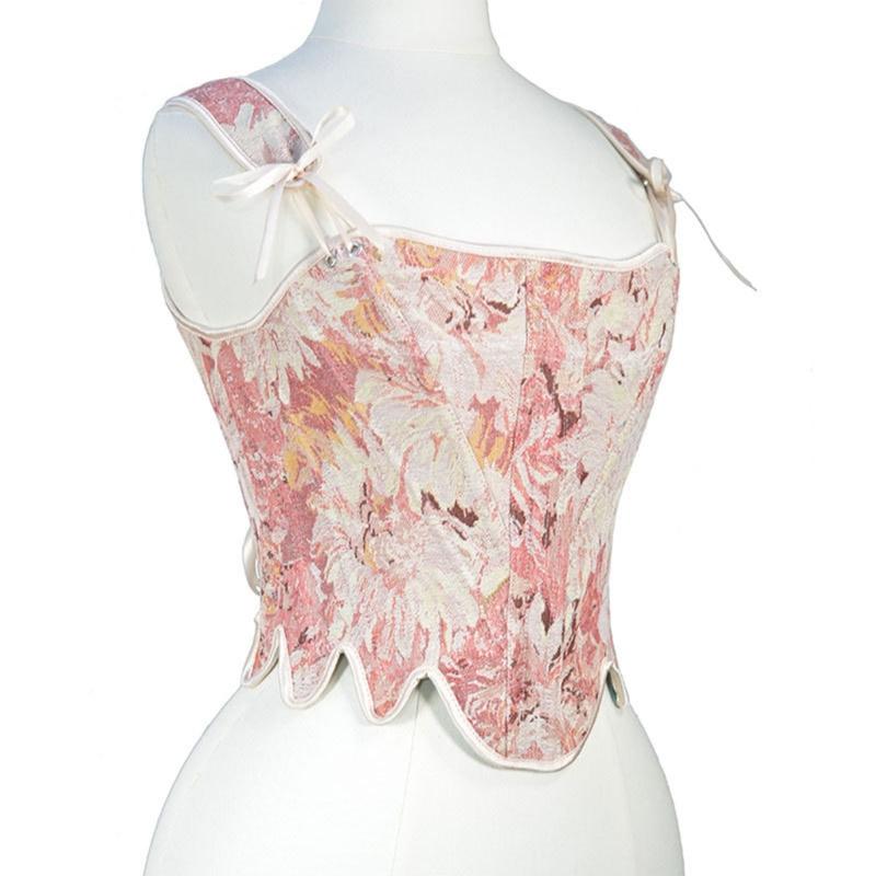 Tie Up Corset TankTop for Women Slimming Body Shaper LaceUp Tied Waist Trainer Girdle Teens Girl French Style Bustier