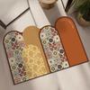 Retro Flower Tile Pattern Bathroom Floor Mat - Wear-Resistant, Dirt-Resistant, Non-Slip, Absorbent Diatomaceous Earth Mat