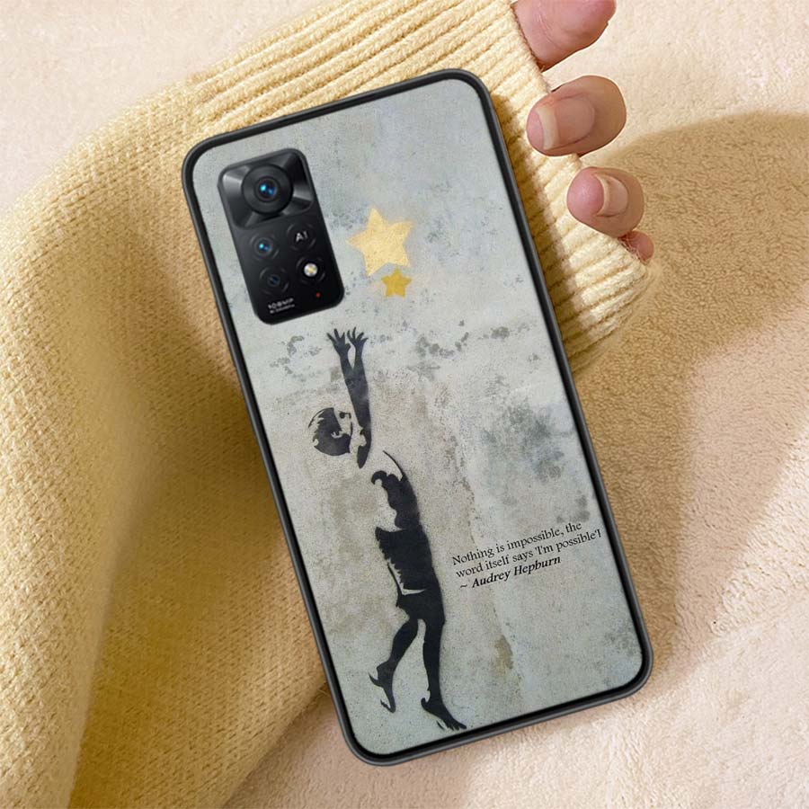 Street Art Banksy Graffiti Phone Case For Redmi 13C 14C Note 14 13 Pro Plus 5G Clear Capa 12 12C 10A 10C 10 9A 9C 9T 9 8 Pro Cov