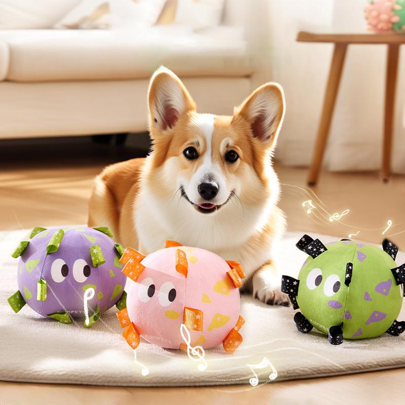 Bite-Resistant Plush Soccer Interactive Dog Toy Ball Washable Built-in Bell Outdoor Training Dog Chew Toy Brinquedos Para Cães