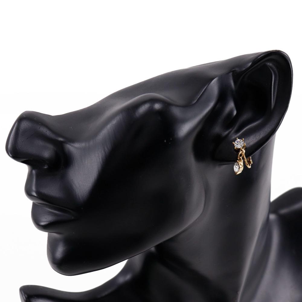 NINA RICCI Earing set Necklace Plated Gold/Rhinestone 4.1g Women Used