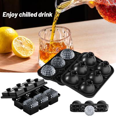 Large Ice Cube Tray Sphere Ice Cube Mold Slow Melting 6 Cavity Ice Cubes Maker for Cocktails Whiskey