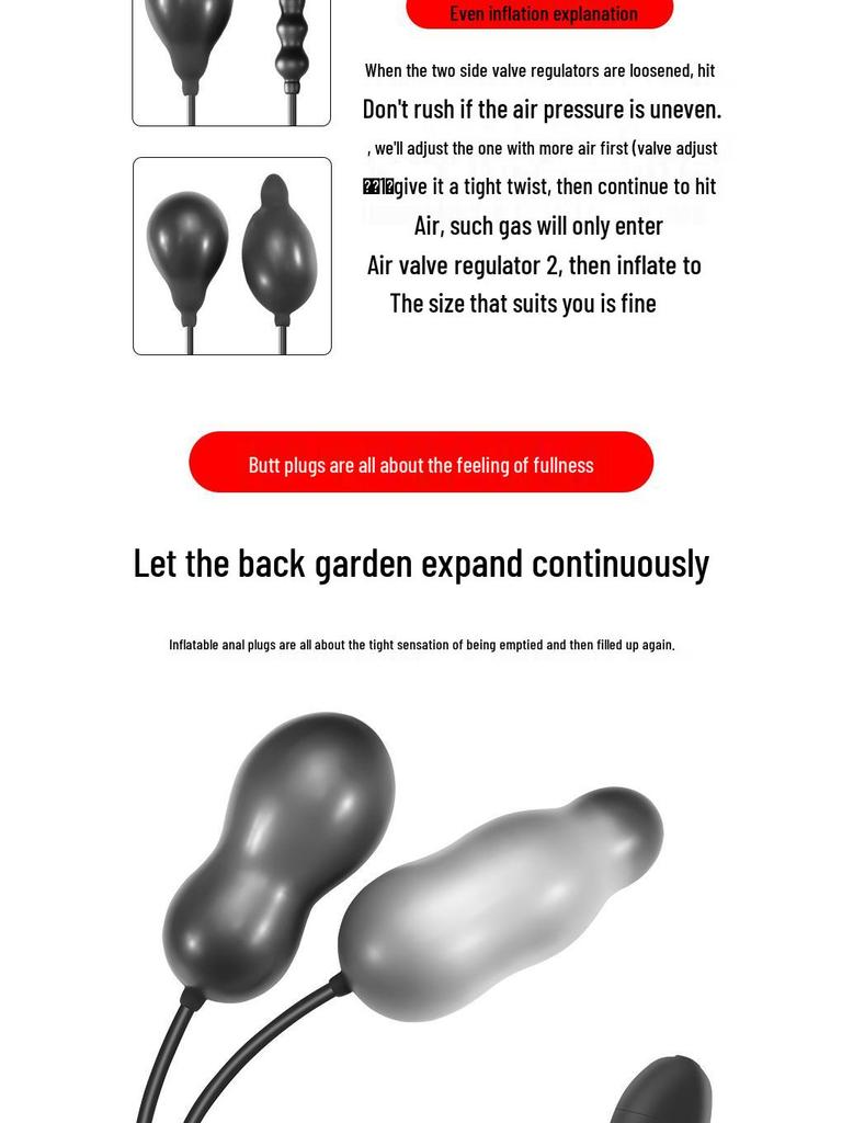 Enhanced Dual-Head Inflatable Anal Plug with Adjustable Expansion Beads