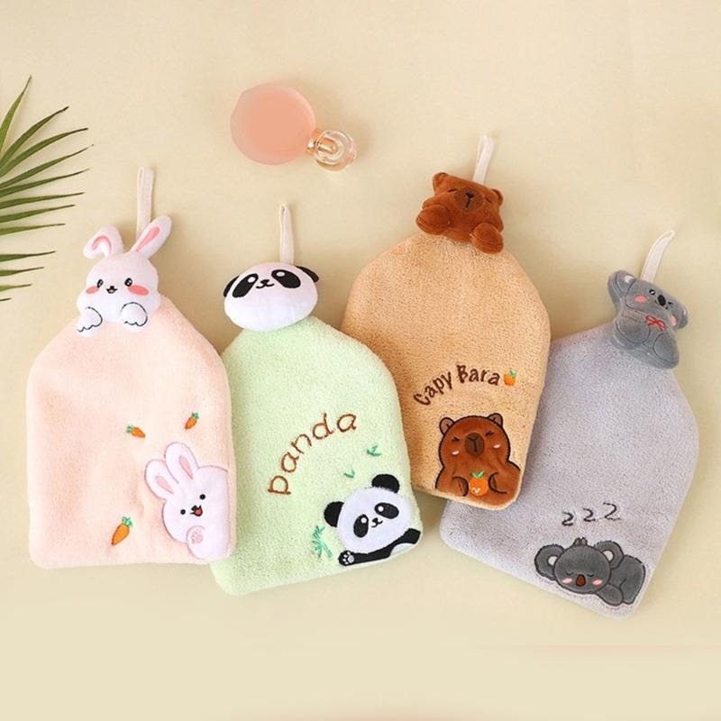 Animal Themed Kids Hand Towels Soft Absorbent Coral Velvets Quick Drying Towels for Kitchen and Bathroom