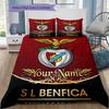 Benfica Eagle Crest Custom Name Pattern Bedding Quilt Set Quilt Cover Pillowcase Home Birthday Gift(1 * Duvet Cover + 2 * Pillowcase, Without Core)