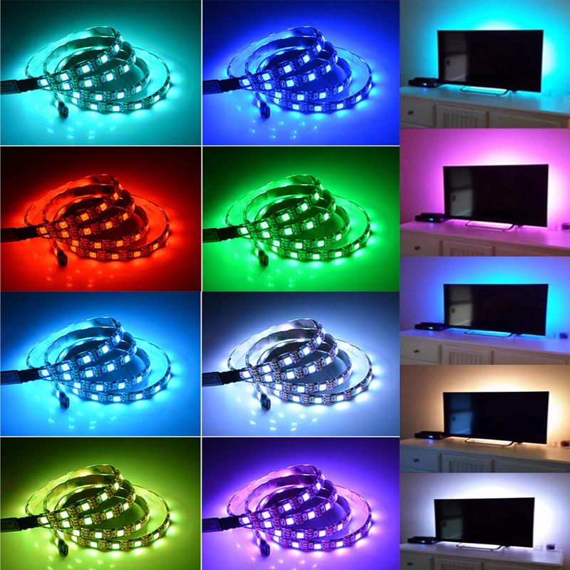 Sada RGB LED světelných pásků: 5V USB, 5050, 24tlačítkové dálkové ovládání a Bluetooth, podsvícení televizoru