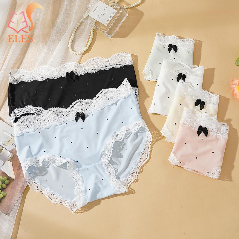 Polka Dot Pure Cotton Panties for Women Retro Cute Lace Trim Pure Cotton Crotchunderwear Soft and Breathable Underpants Hip-hugging Briefs for Women