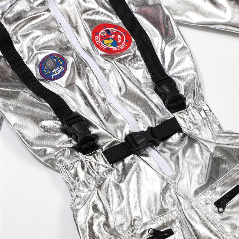Kids Astronaut Costume Embroidered Jumpsuit Role Play Space Suit Bodysuit Cosplay Outfit for Boys and Girls Birthday Gift