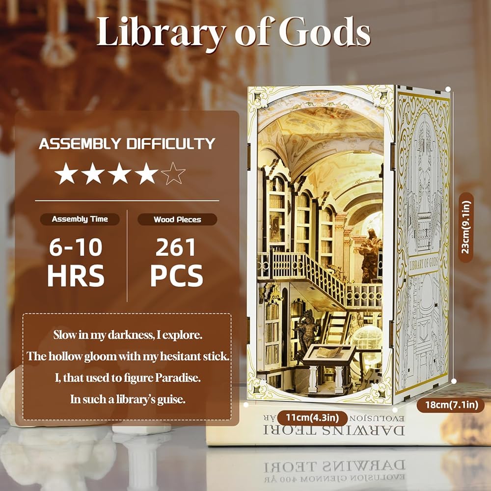 MiniCity DIY Book Nook Kit 3D Miniature House with LED Decoration Wood Craft Bookend for Teens and Adults