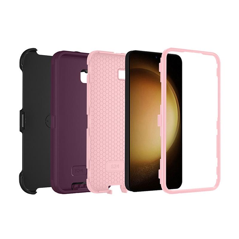 Samsung S24 Shockproof & Dustproof Three-in-One Phone Case with Rotating Stand