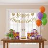 Happy Anniversary Banner, Glitter Happy Anniversary Decorations No DIY Anniversarys Decor Gold Glitter Bannersfor Wedding Anniversarys Party