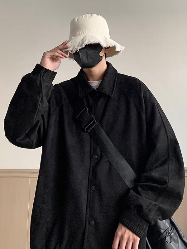 Dingfengbaoluo Men's Casual Suede Baseball Jacket