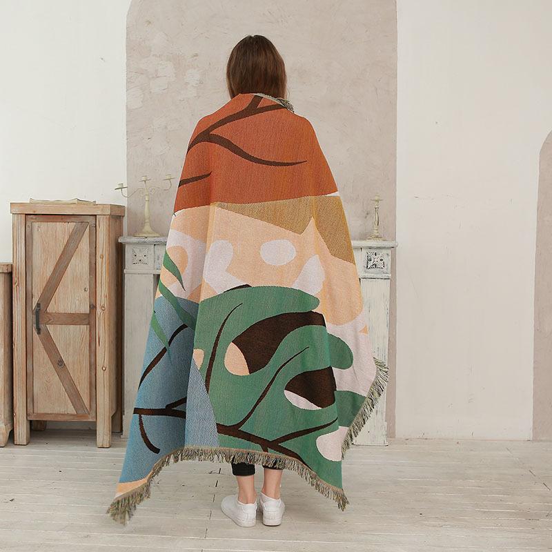 Jungle Graffiti Blanket Sofa Throw Couch Blanket Camping Rug Decorative Blanket Picnic Blanket, Leopard & Woman Print